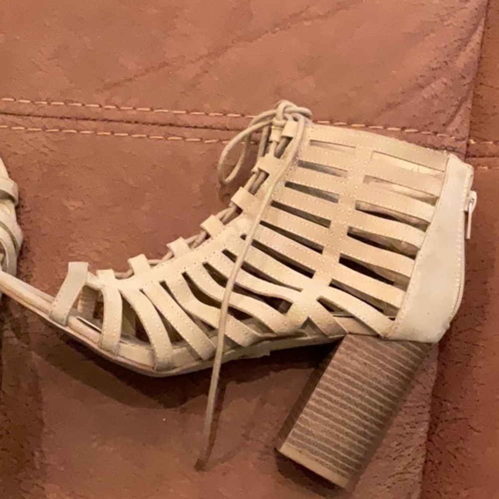 Women's Tan Strappy Heeled Sandals